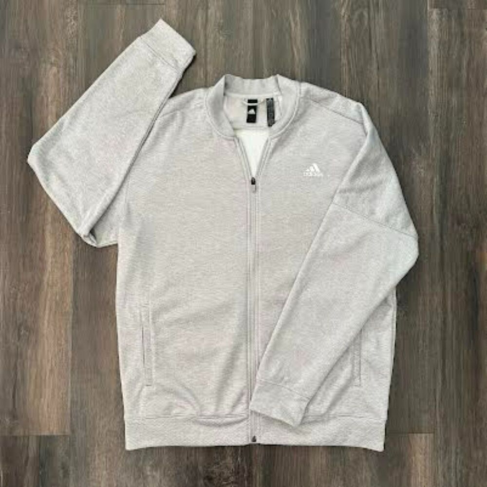 Adidas ClimaWarm Sweatshirt Drop Sleeve Casual Layer Gray Full Zip Men's Sz XL